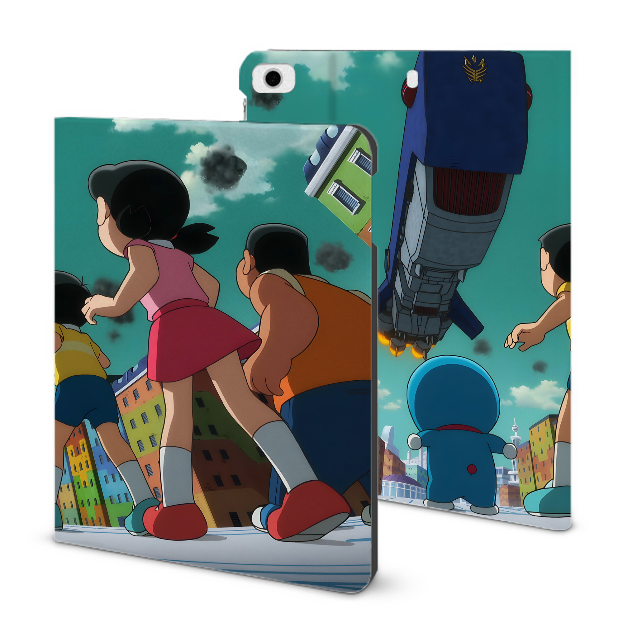 （画像用） ドラえもん Doraemon IPad ケース ブック型 PUレザー TPU 耐衝撃 軽量 薄型 ペン収納なし 全面保護 IPad 各モデル対応